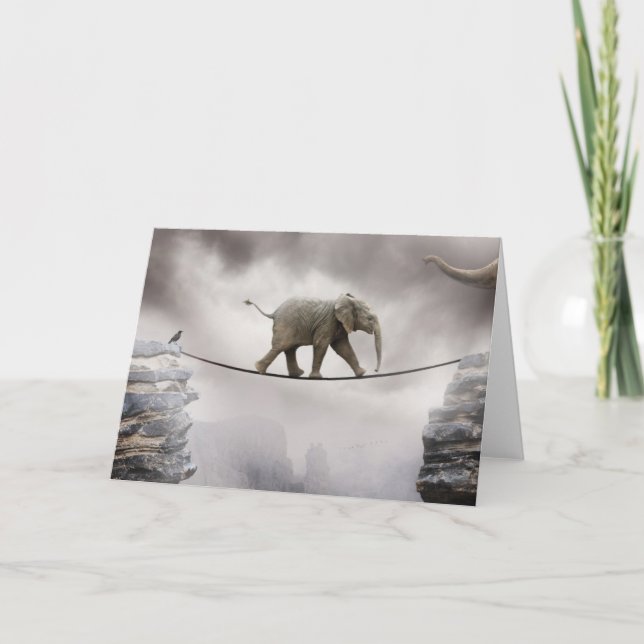 Baby Elephant Walks The Tightrope Card (Front)