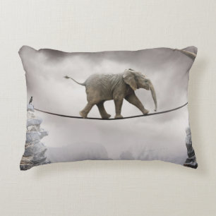 Baby Elephant Walks The Tightrope Decorative Cushion