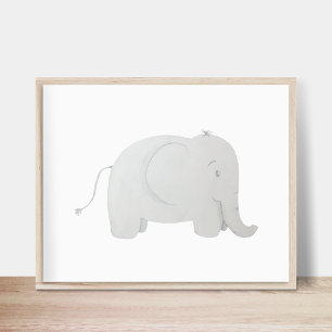 Baby Elephant Watercolor Nursery Poster
