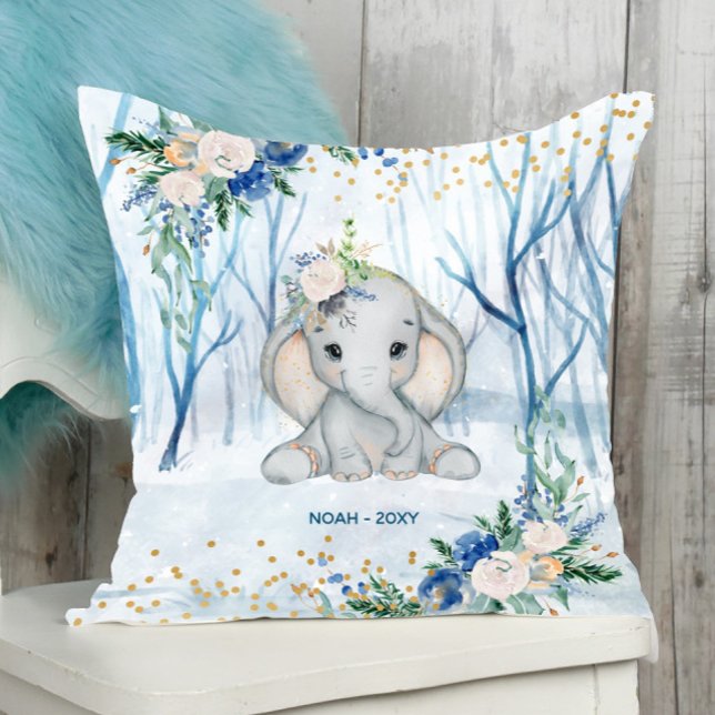 Baby Elephant Winter Scene - Baby  Cushion (Creator Uploaded)