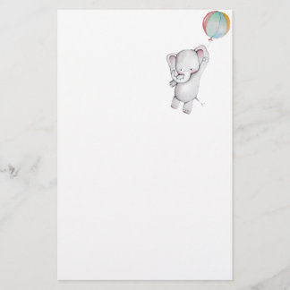 Baby Elephant with Balloon Stationery