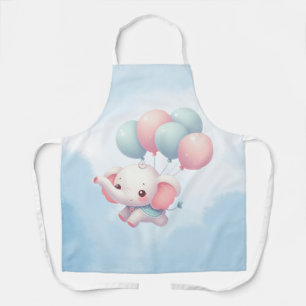 baby elephant with balloons apron
