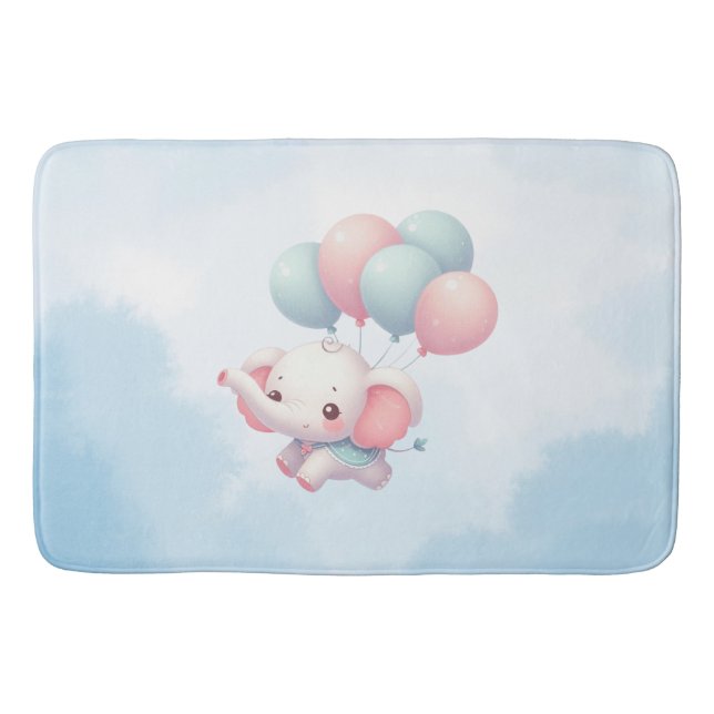  baby elephant with balloons bath mat (Front)