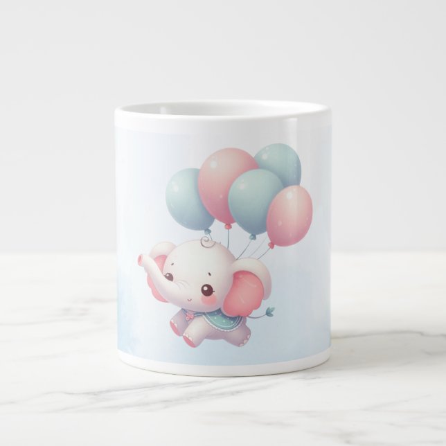  baby elephant with balloons large coffee mug (Front)