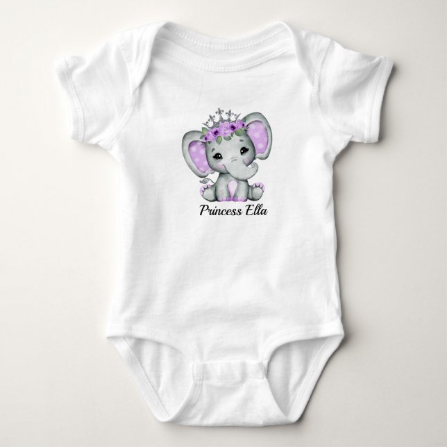 Baby Elephant with Flowers  Bodysuit (Front)