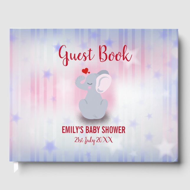 Baby Elephant With Heart Guest Book (Front)