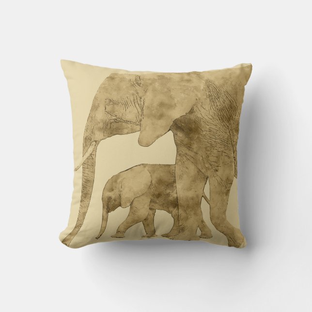 Baby Elephant with it's Mother Cushion (Front)