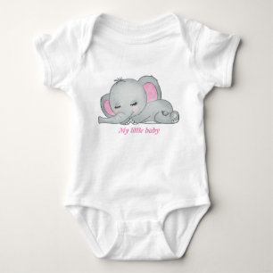 Baby elephant with pink ears baby bodysuit