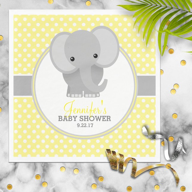 Baby Elephant (yellow) Baby Shower Napkin (Creator Uploaded)