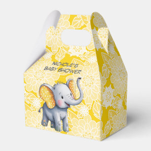 Baby Elephant Yellow Polka Dot Ears Baby Shower Favour Box