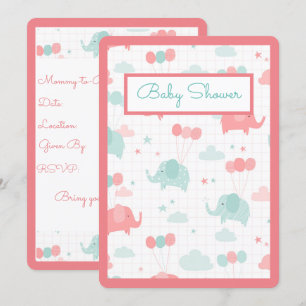 Baby Elephant Zoo Animals Boy or Girl Invitation