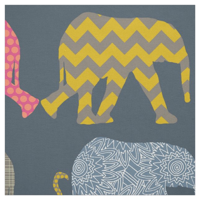 baby elephants and flamingos fabric (Swatch)