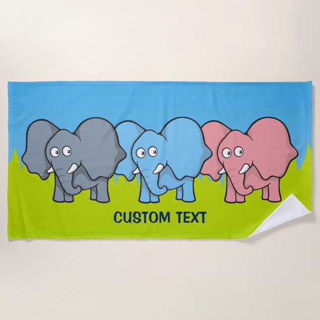 Baby elephants beach towel (Front)