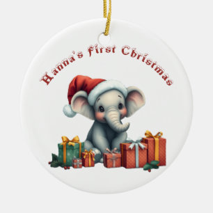 Baby Elephant's First Christmas Ceramic Tree Decoration