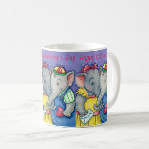 BABY ELEPHANTS FIRST LOVE, CUTE PACHYDERM FRIENDS COFFEE MUG