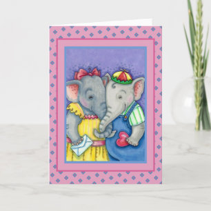 BABY ELEPHANTS FIRST LOVE, CUTE PACHYDERM FRIENDS HOLIDAY CARD