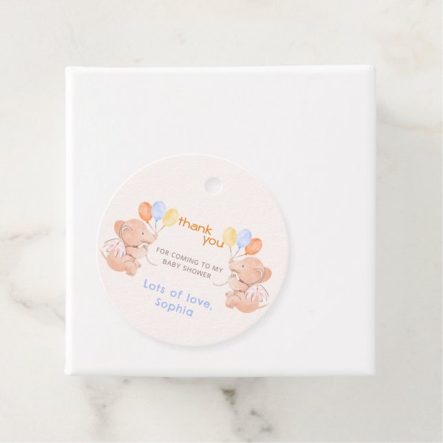 Baby Elephants Thank You Favour Tags (In Situ)