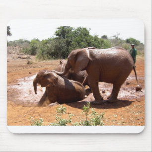 BABY ELEPHANTS WASHING IN KENYA MOUSE PAD
