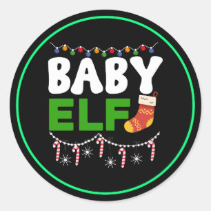 Baby Elf Christmas Holiday Design-84608 Classic Round Sticker