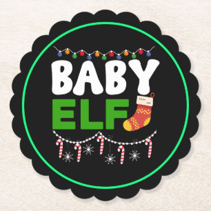 Baby Elf Christmas Holiday Design-84608 Paper Coaster