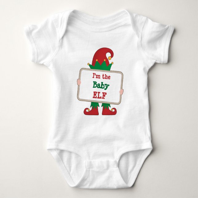 Baby Elf | Personalised Christmas Elf Quote Baby B Bodysuit (Front)
