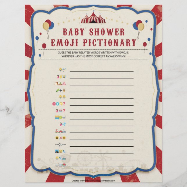Baby Emoji Pictionary [Circus Theme] Custom Letterhead (Front)