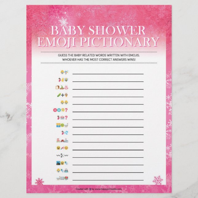 Baby Emoji Pictionary [Snowy Pink] Custom Letterhead (Front)