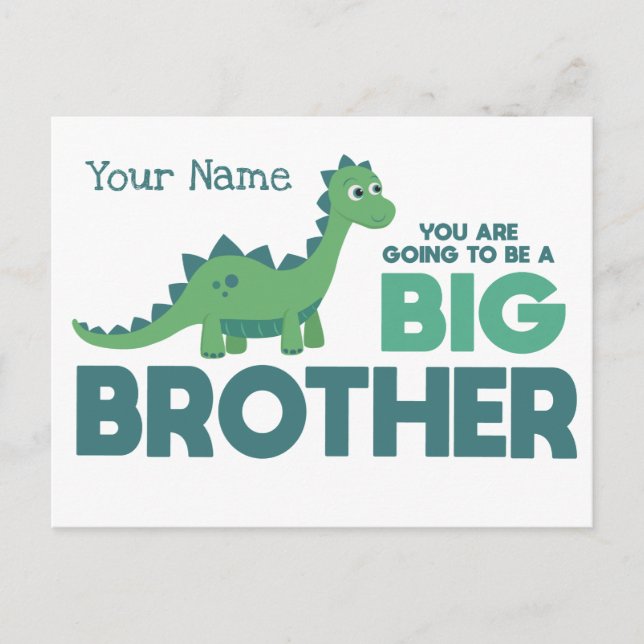 Baby expecting announcement big brother name postcard (Front)