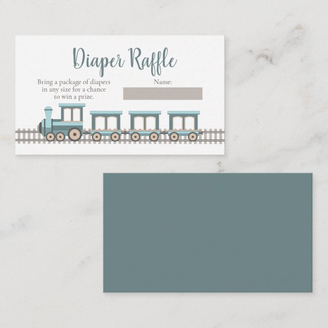 Baby Express Train Boy Baby Shower Diaper Raffle Enclosure Card (Front/Back)