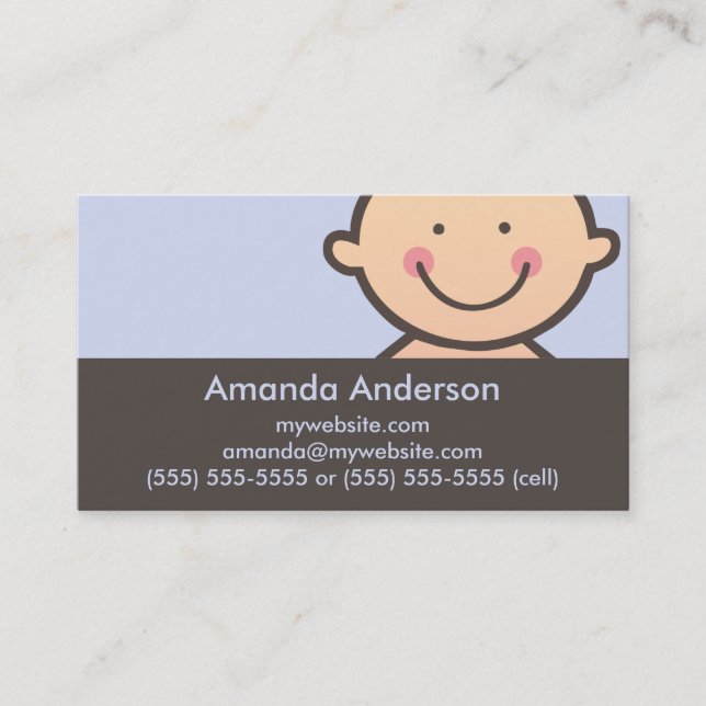 Baby Face Blue & Brown Business Cards (Front)