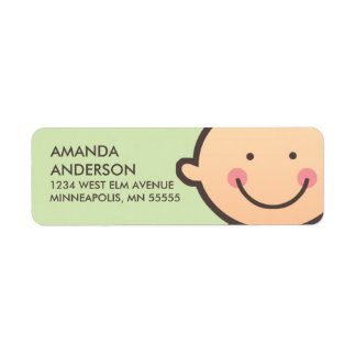 Baby Face Green Return Address Labels