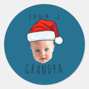 Baby Face Santa Hat Christmas Photo  Classic Round Sticker