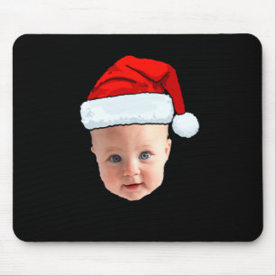 Baby Face Santa Hat Christmas Photo Mouse Pad