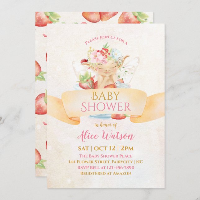 Baby Fairy Delicate Girly Baby Shower  Invitation (Front/Back)