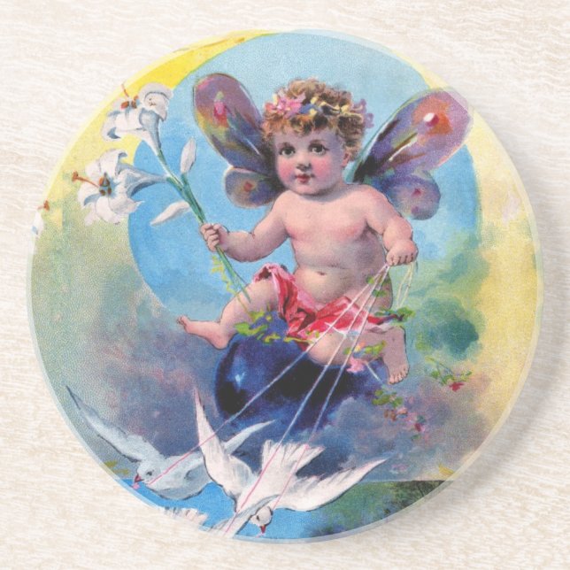BABY FAIRY WITH DOVES COASTER (Front)