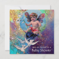 BABY FAIRY WITH DOVES IN SPARKLES Champagne