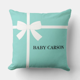 Baby & Family Teal Blue Shower Sprinkle Party Cushion