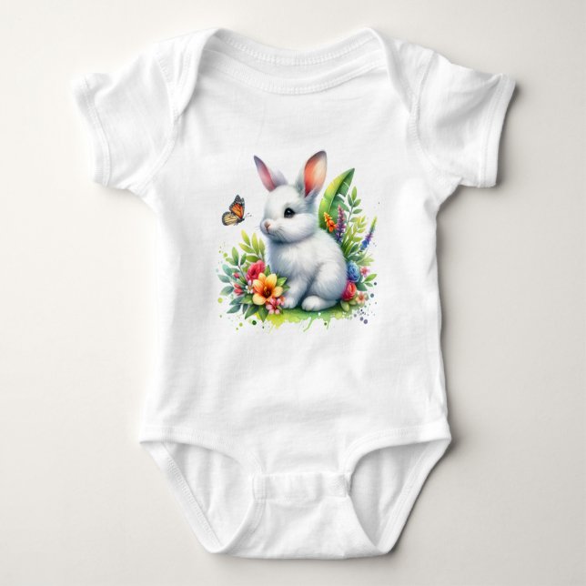 Baby Farm Animal Rabbit Sublimation Clipart-98186 Baby Bodysuit (Front)