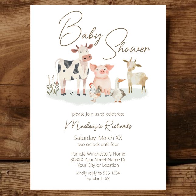 Baby Farm Animals Cute Country Theme Invitation (Creator Uploaded)
