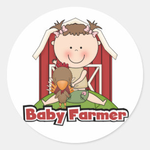 Baby Farmer With Rooster Tshirts and Gifts Classic Round Sticker