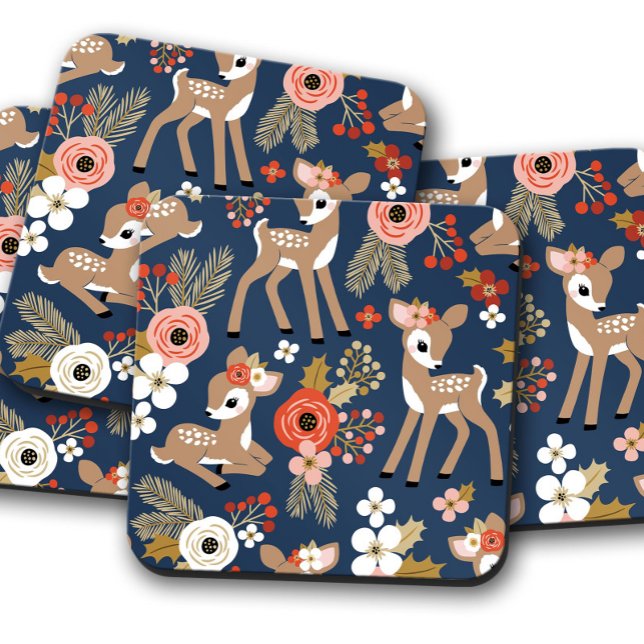 Baby Fawn Christmas | Christmas Cork Coaster Set (Creator Uploaded)