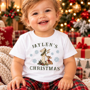Baby Fawn Deer Custom Baby's First Christmas T-Shirt