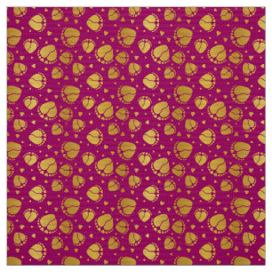 Baby Feet and Hearts in gold colour Fabric