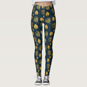 Baby Feet and Hearts in Gold Colour Leggings