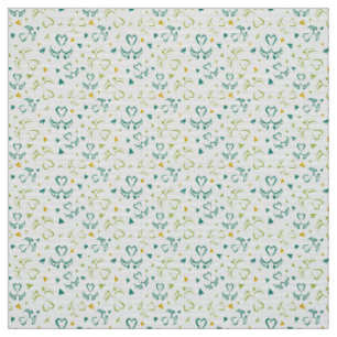 Baby Feet and Hearts in green colour Fabric
