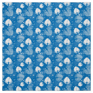Baby Feet and Hearts Pattern in blue colour Fabric