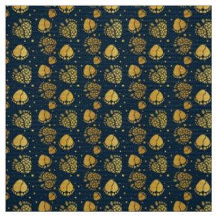 Baby Feet and Hearts Pattern in gold colour Fabric
