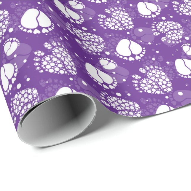 Baby Feet and Hearts Pattern in purple colour Wrapping Paper (Roll Corner)