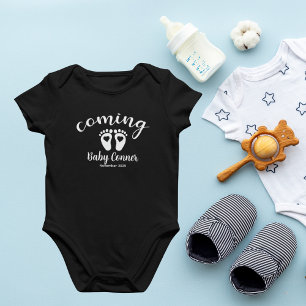 Baby Feet Announcement Due Date Name Bodysuit