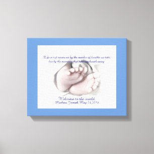 Baby Feet artistic sketch "Welcome Baby" canvas